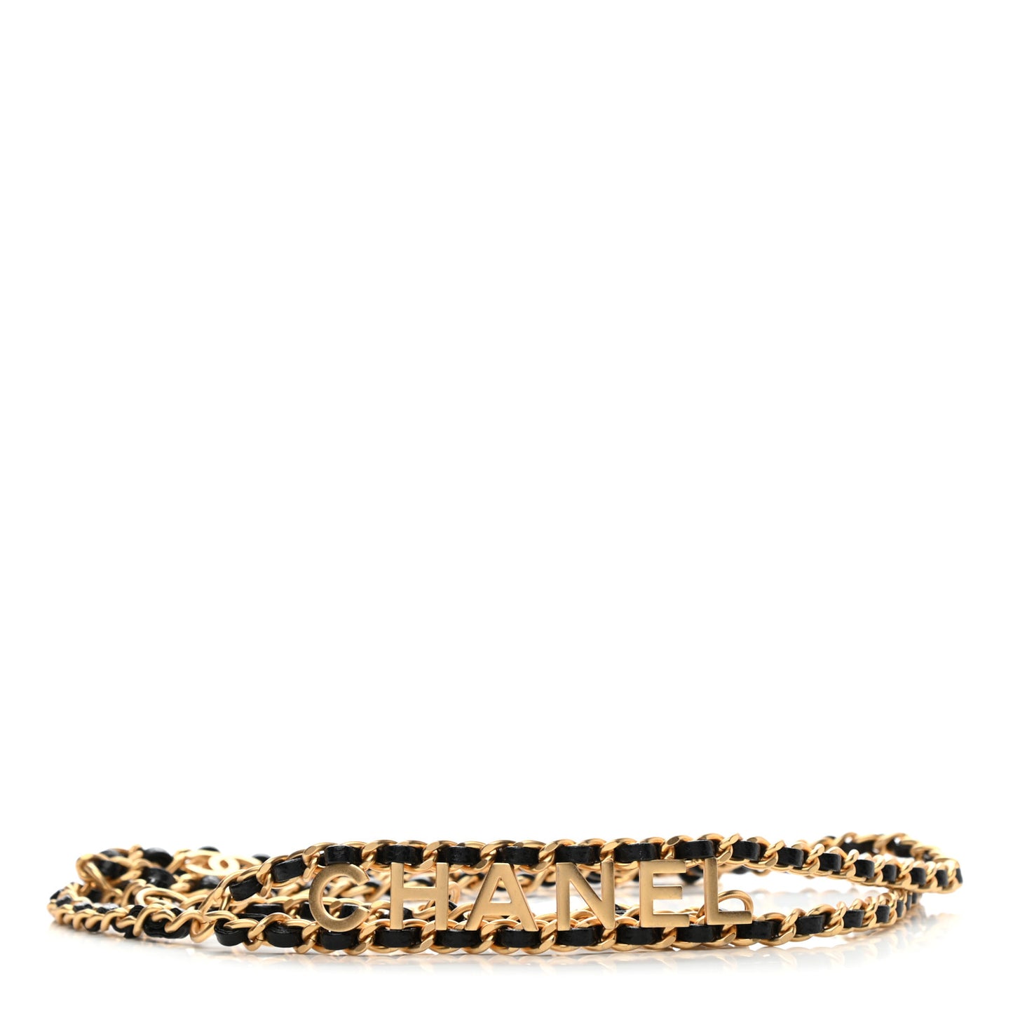 Lambskin Pick Me Up CC Chain Logo Belt Gold Black
