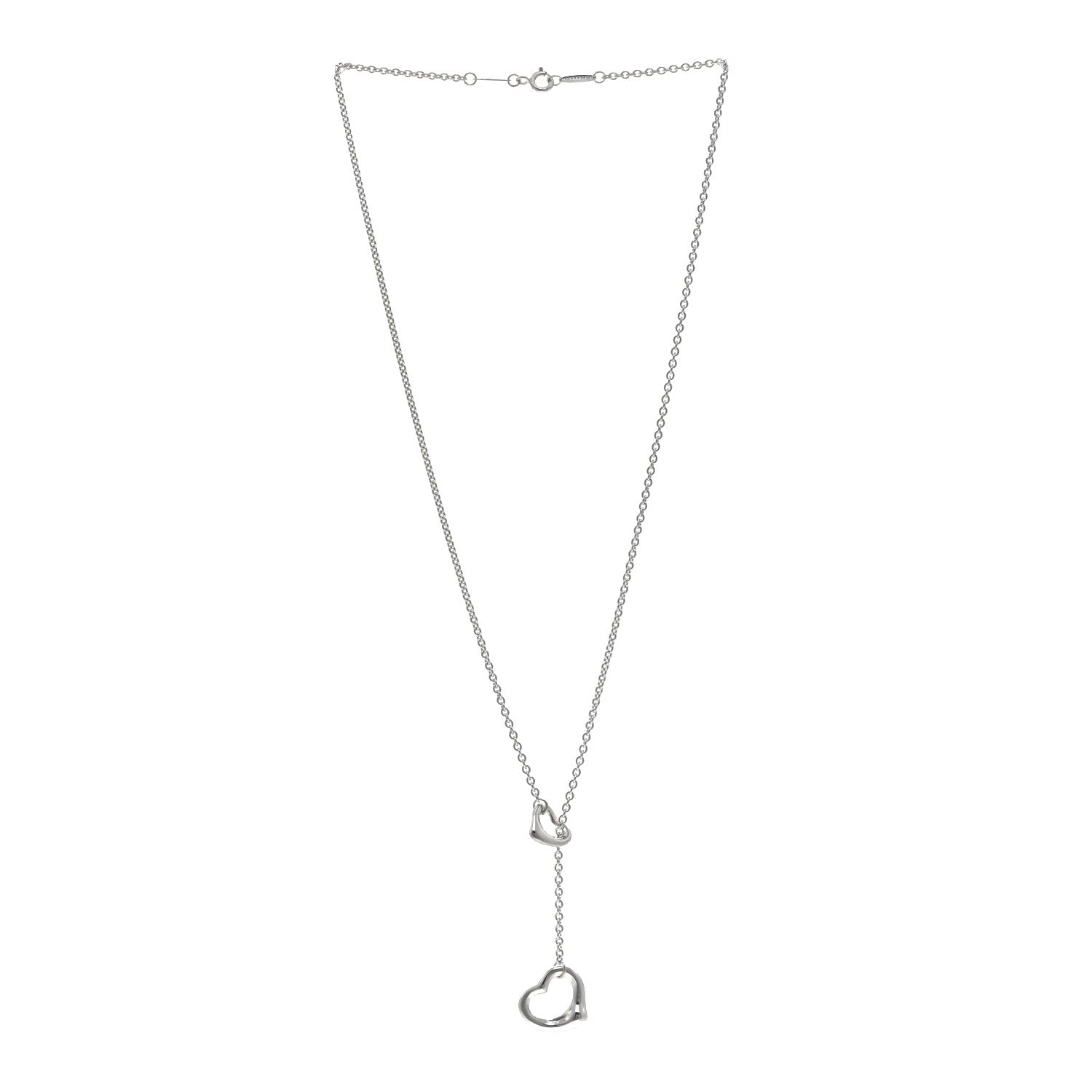 Tiffany Sterling Silver Elsa Peretti Open Heart Lariat Necklace 3 of 4