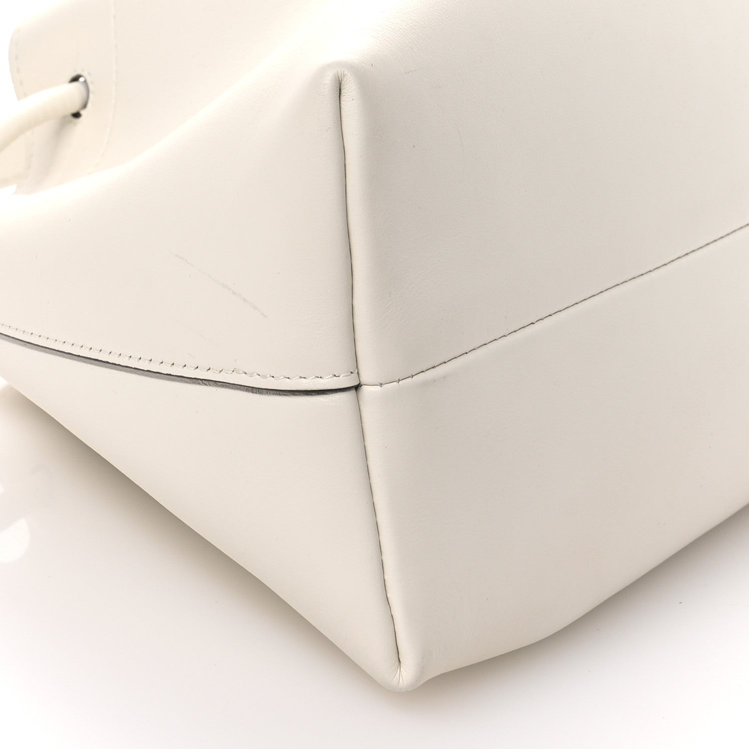 Jimmy Choo Smooth Shiny Calfskin Cinch M Bucket Bag White 9 of 12