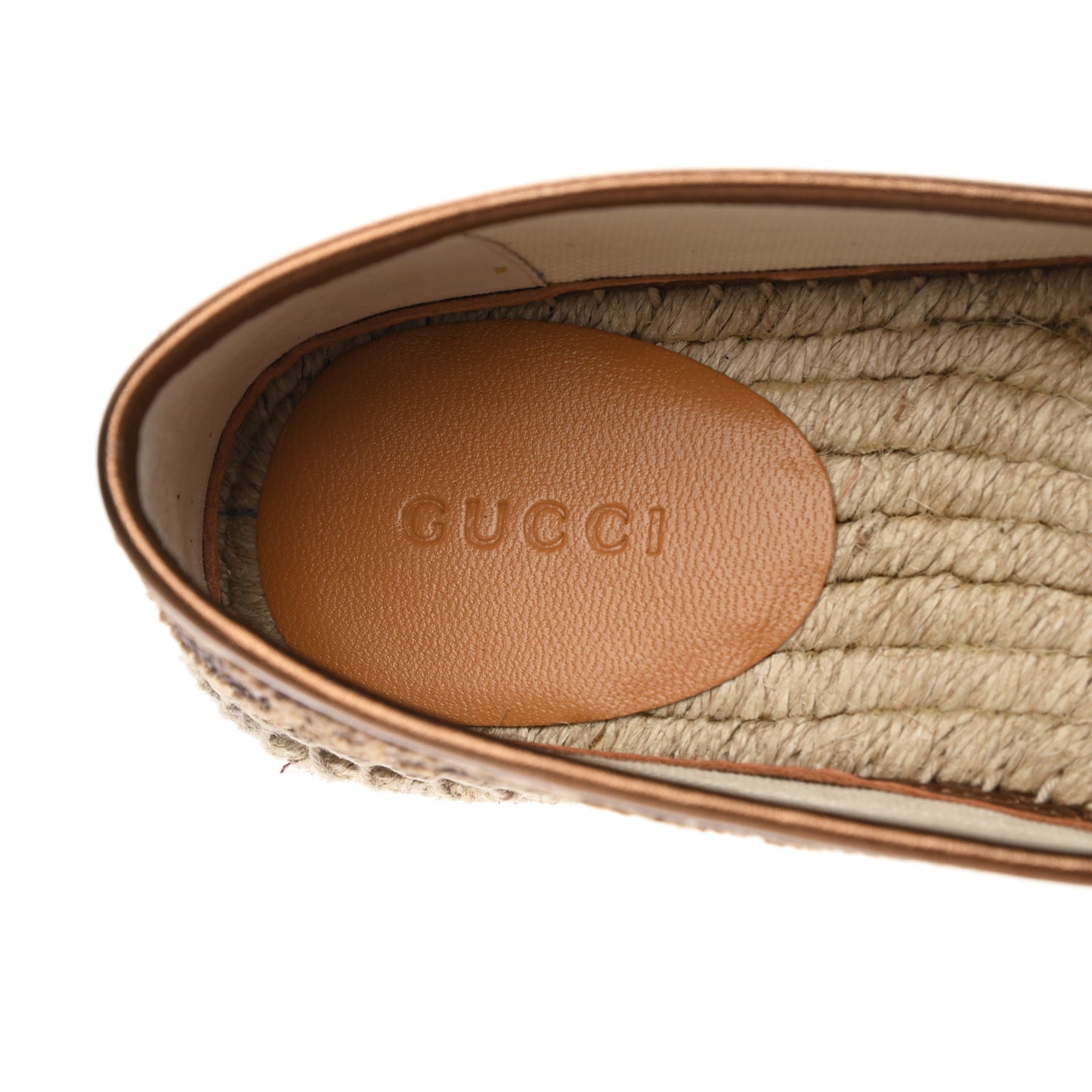 Lame Nappa GG Monogram Espadrilles 36 Brown Beige Light Bronze