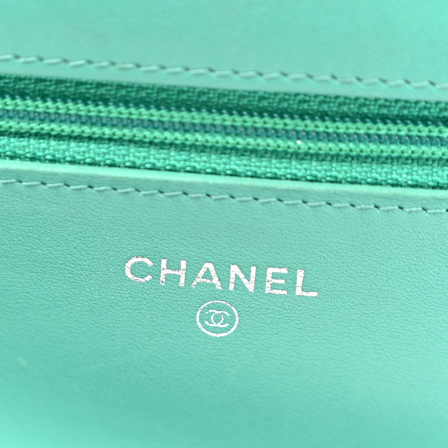Chanel Patent Quilted Wallet On Chain WOC Green 6 of 11