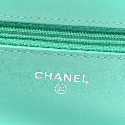 Chanel Patent Quilted Wallet On Chain WOC Green 6 of 11