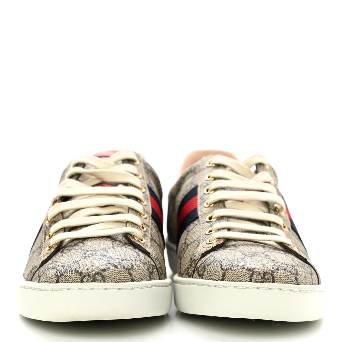 GG Supreme Monogram Womens Ace Low-Top Sneaker 38.5 Beige