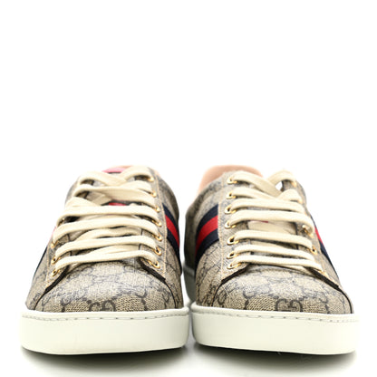 Gucci GG Supreme Monogram Womens Ace Low-Top Sneaker 38.5 Beige 2 of 9