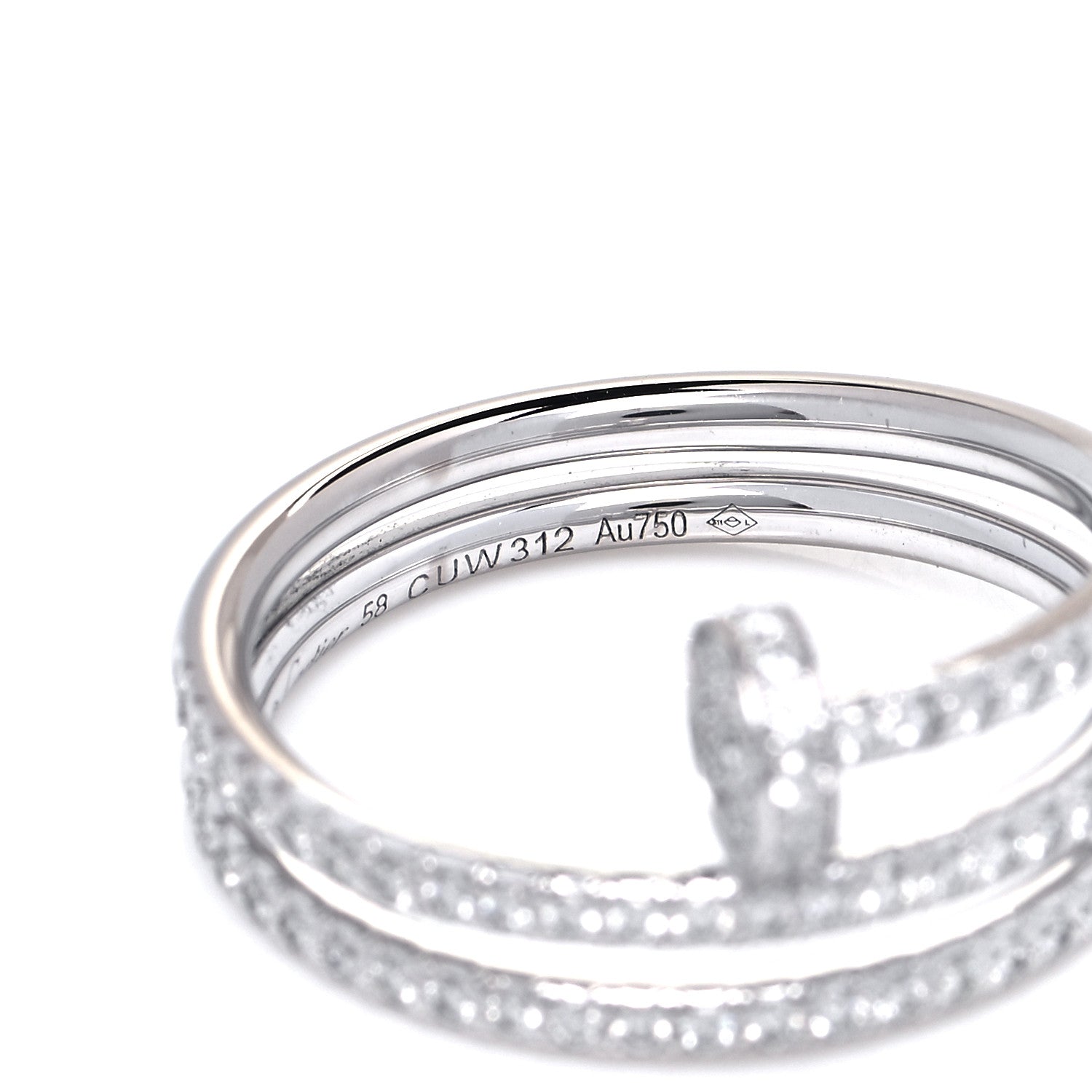 Cartier 18K White Gold Diamond Double Juste Un Clou Paved Ring 58 8.25 5 of 5