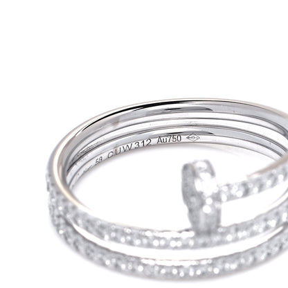 Cartier 18K White Gold Diamond Double Juste Un Clou Paved Ring 58 8.25 5 of 5