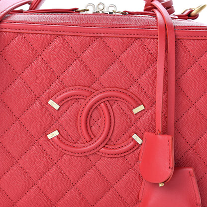 Chanel Caviar Quilted Large CC Filigree Vanity Case Red 8 of 11