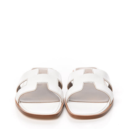 Hermes Box Calfskin Oran Sandals 40 White 2 of 9