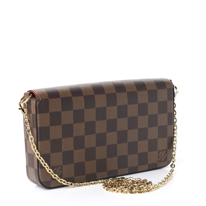 Louis Vuitton Damier Ebene Pochette Felicie Chain Wallet 2 of 11