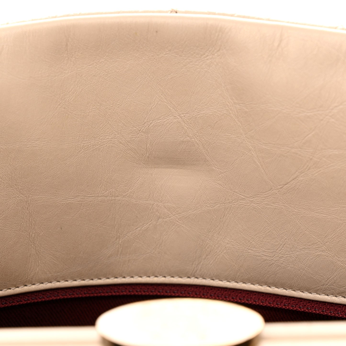 Aged Calfskin Large Just Mademoiselle Bowling Bag Beige