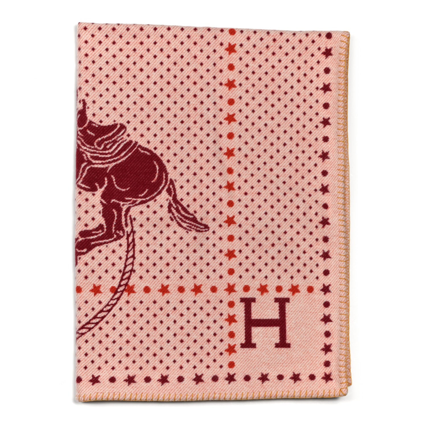 Hermes Wool Cashmere Western And Company Blanket Rouge H 1 of 3
