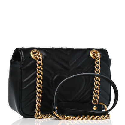 Gucci Calfskin Matelasse Mini GG Marmont Shoulder Bag Black 2 of 4