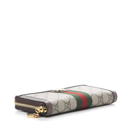 Gucci GG Supreme Monogram Web Ophidia Zip Around Wallet Brown 3 of 6
