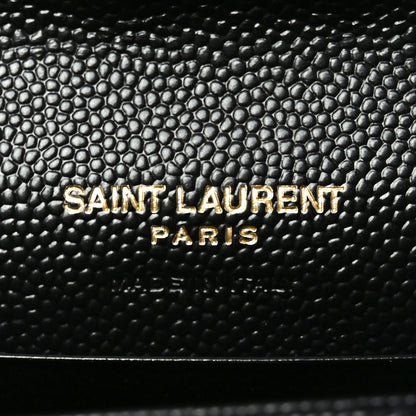 Saint Laurent Grain De Poudre Matelasse Chevron Small Monogram Envelope Wallet Black 6 of 8