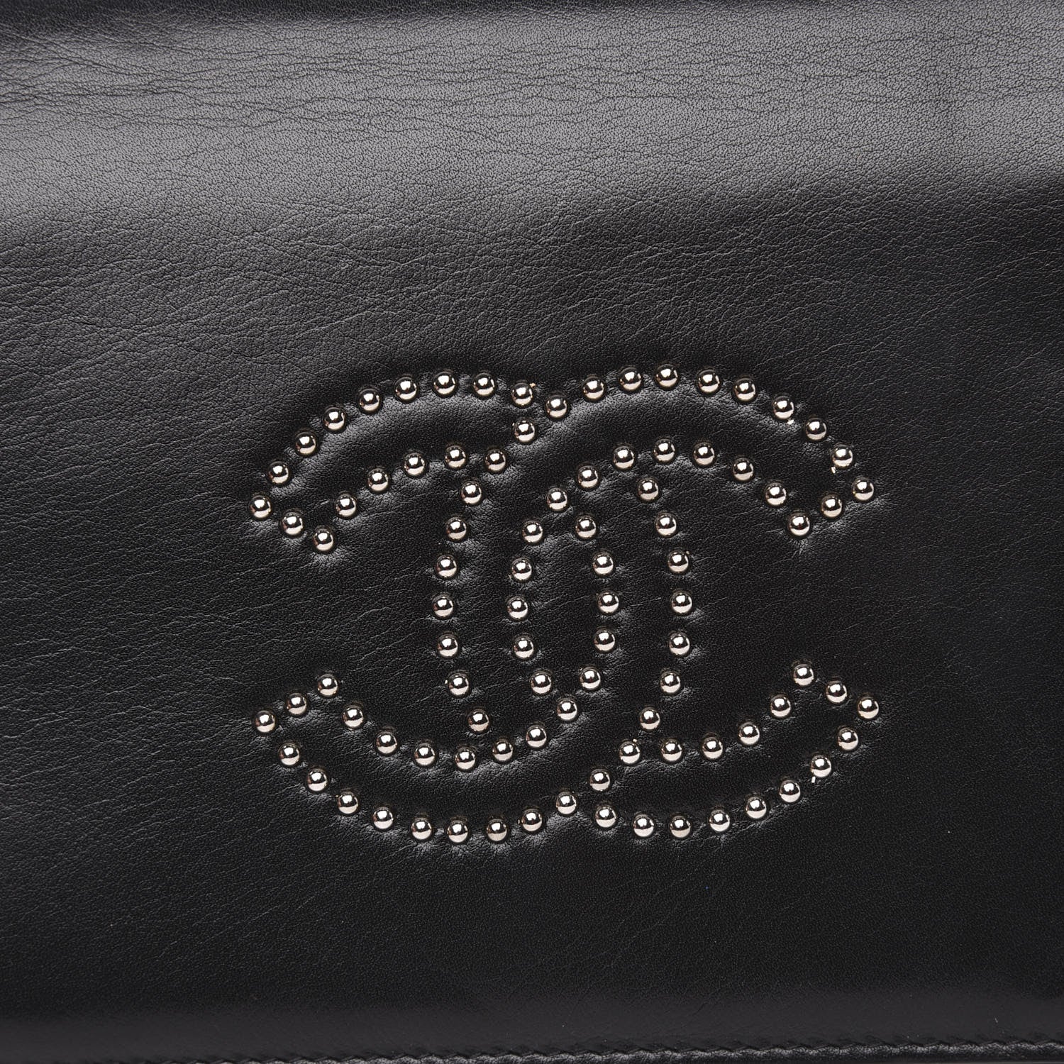 Chanel Lambskin Studded CC Wallet On Chain WOC Black 11 of 12