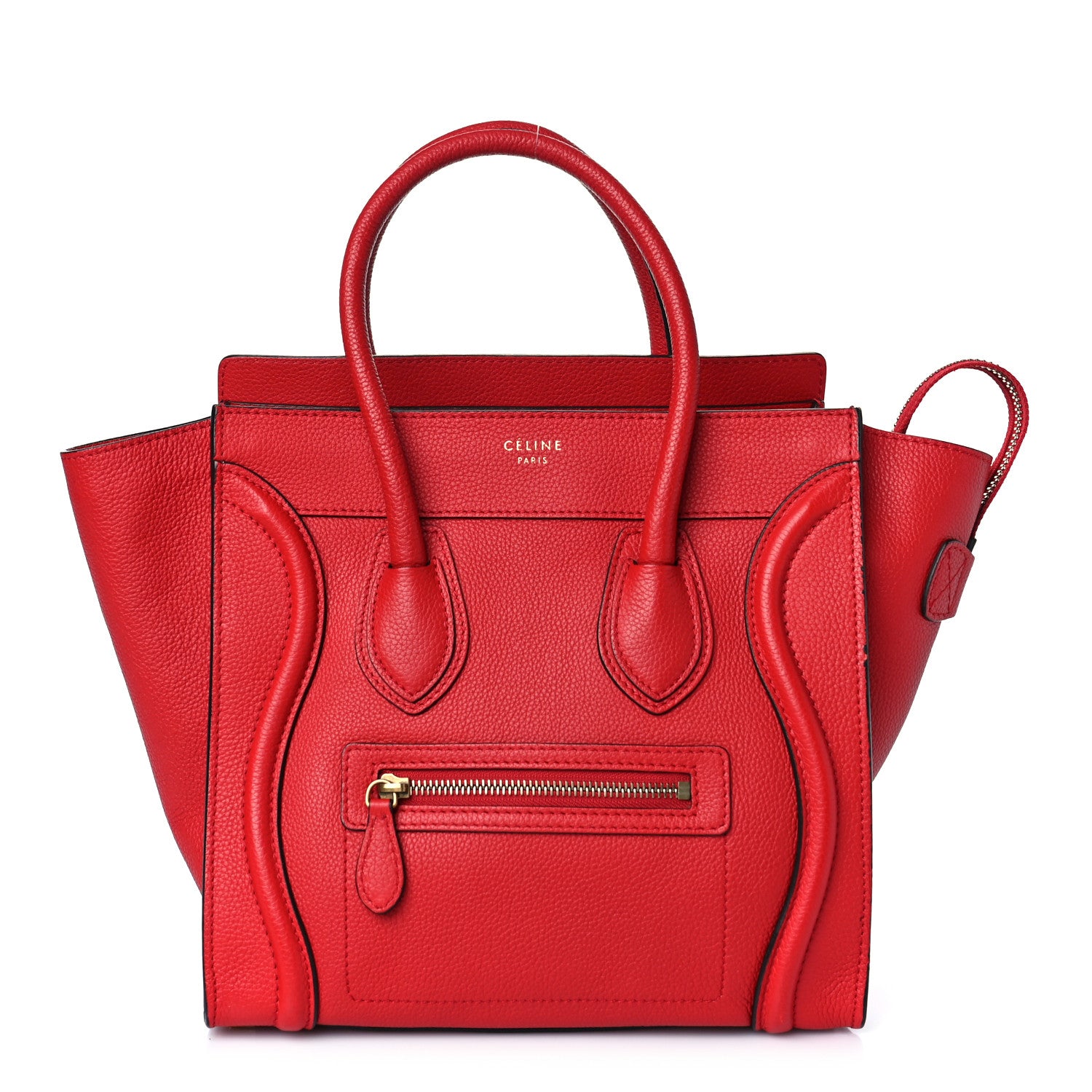 Celine Drummed Calfskin Micro Luggage Coquelicot 1 of 8