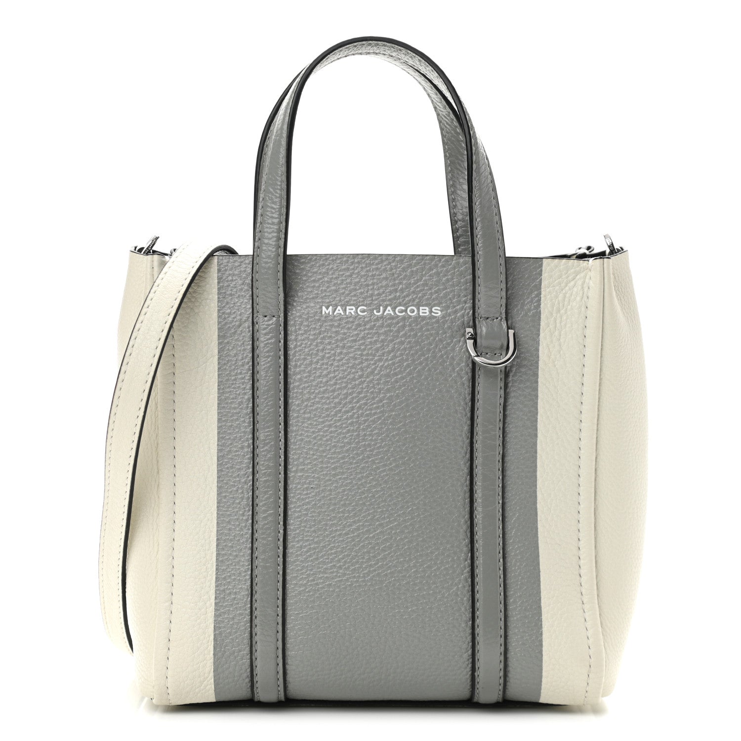 Marc Jacobs Grained Calfskin The Tag Tote Grey White 1 of 9