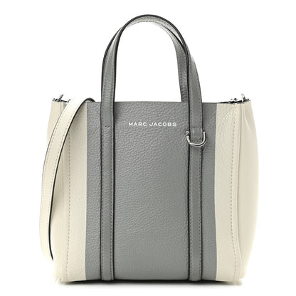 Marc Jacobs Grained Calfskin The Tag Tote Grey White 1 of 9