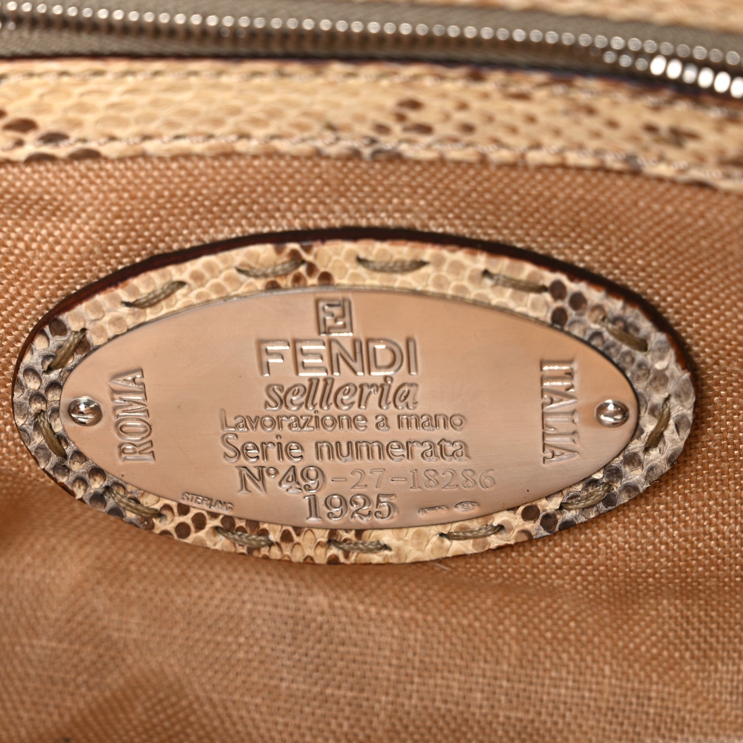 Fendi Woven Straw Snakeskin Selleria Mini Adele 1328 Bag Naturale