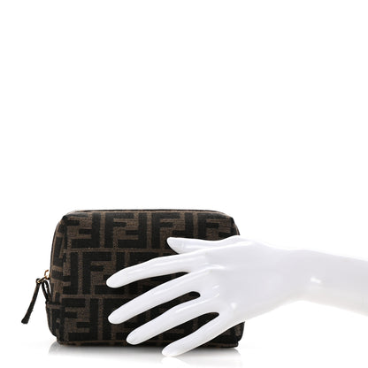 Fendi Fabric Jacquard FF 1974 Small Trapezoid Beauty Pouch Tobacco Moro Black 2 of 9