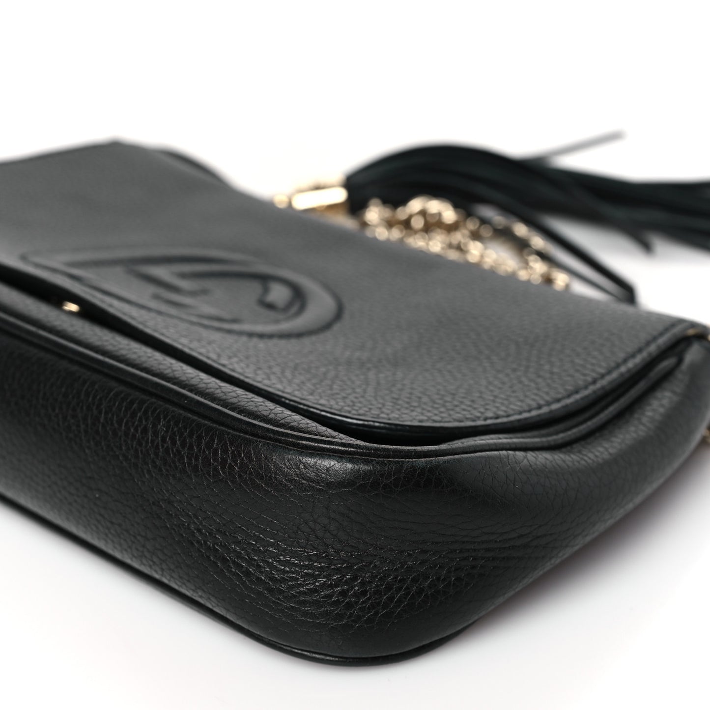 Pebbled Calfskin Medium Soho Flap Crossbody Black