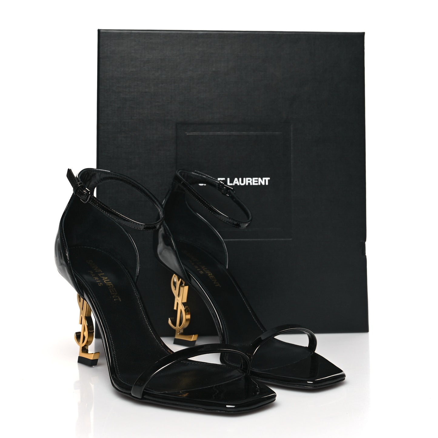 Patent Calfskin Opyum 85 Sandals 36.5 Black