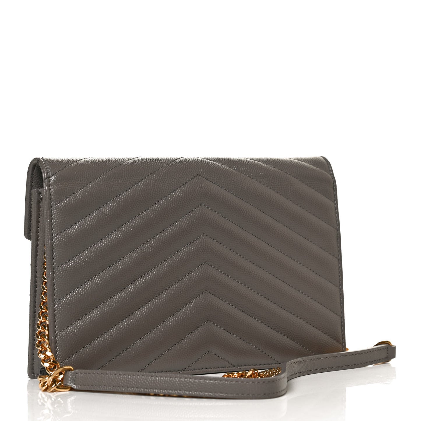 Grain De Poudre Matelasse Chevron Monogram Envelope Chain Wallet Earth