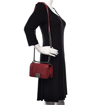 Chanel Caviar Quilted Small Boy Flap Dark Red 2 of 9
