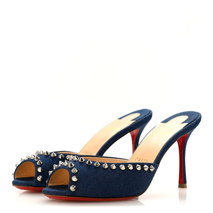 Christian Louboutin Denim Spikes Me Dolly 85mm Sandals 35.5 Blue 4 of 9