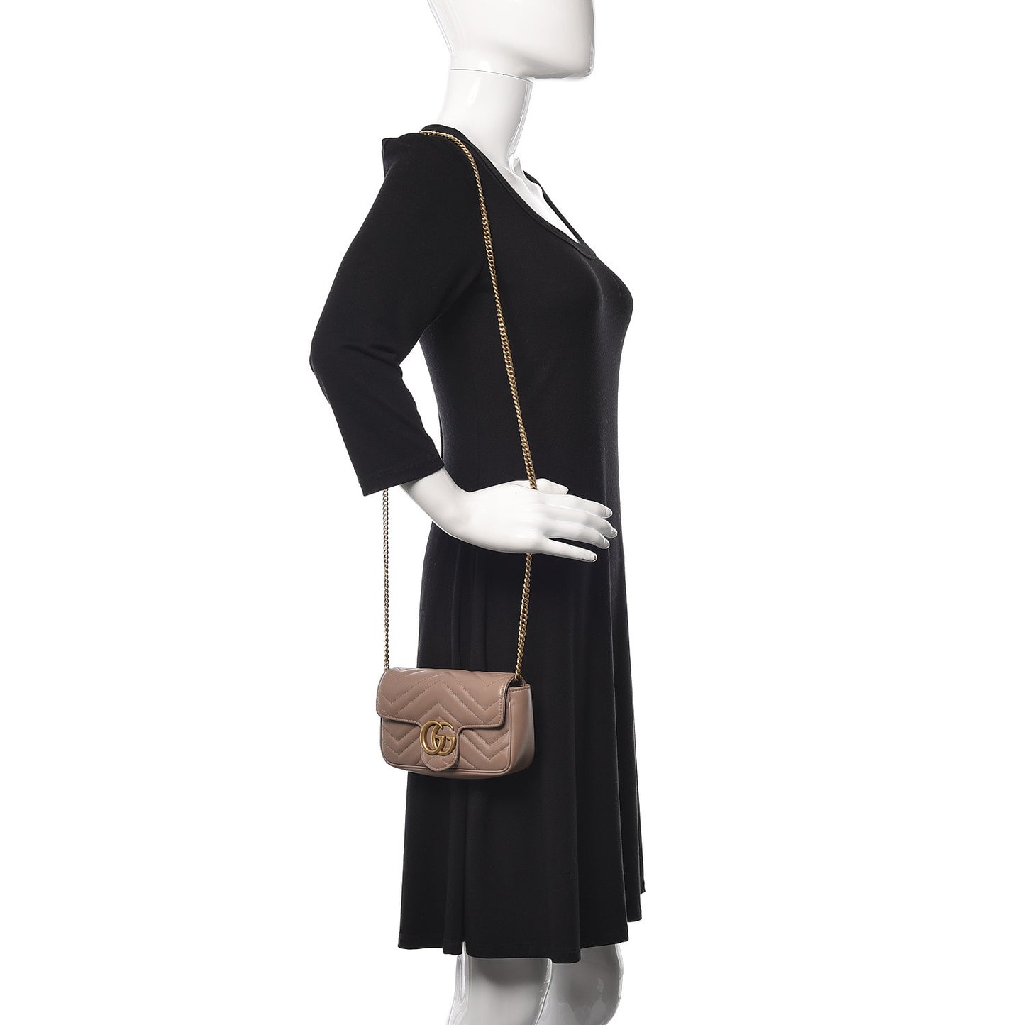 Calfskin Matelasse Super Mini GG Marmont Shoulder Bag Porcelain Rose