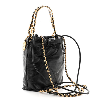 Chanel Shiny Crumpled Calfskin Quilted Pearl Mini Chanel 22 Black 3 of 10