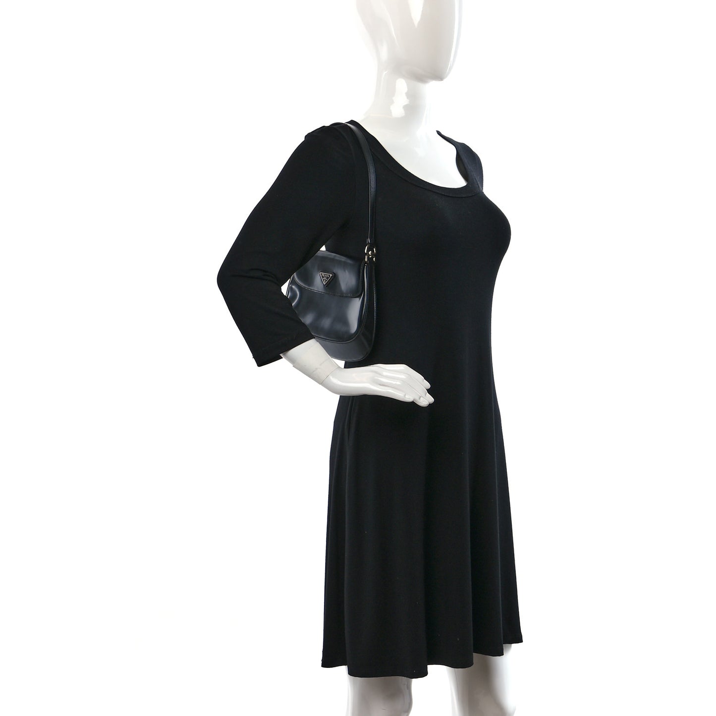 Spazzolato Cleo Flap Shoulder Bag Black