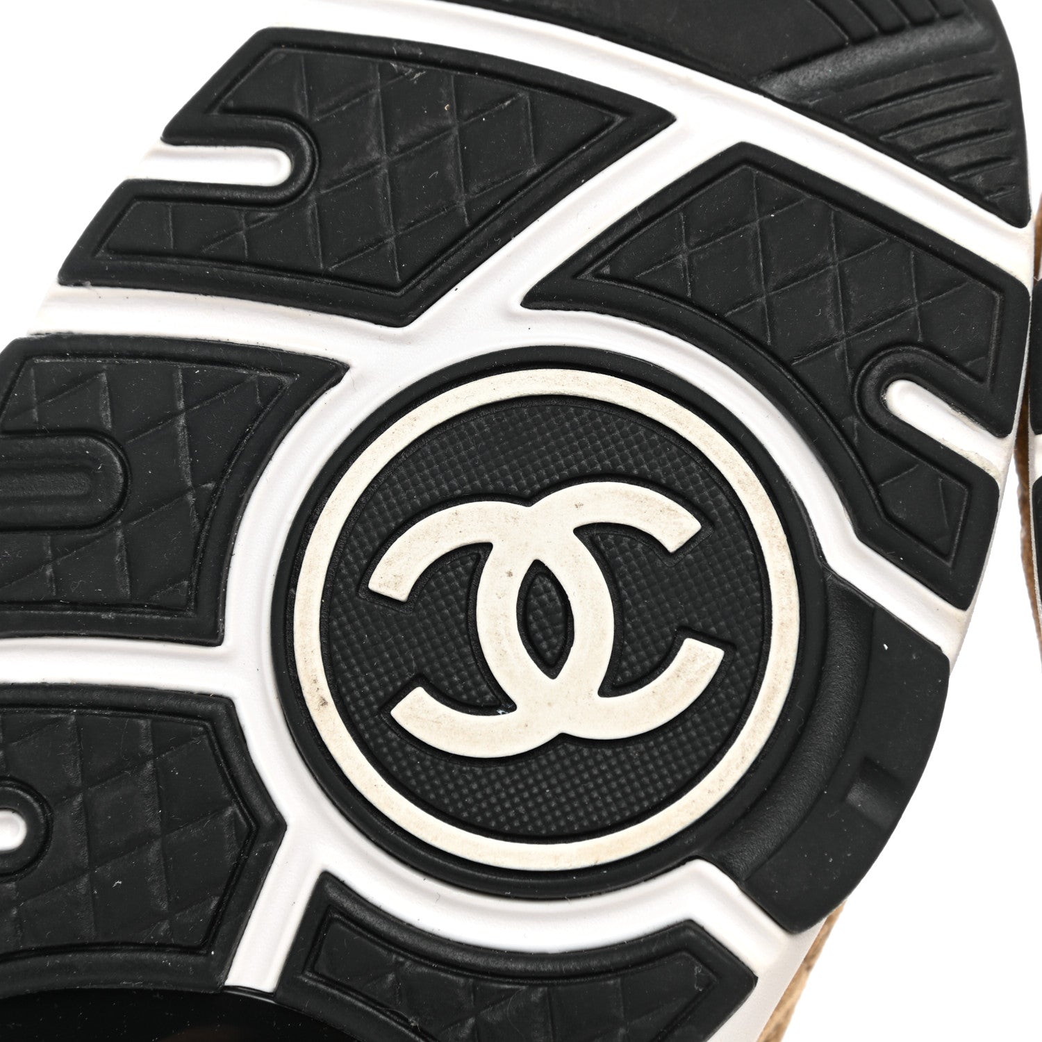 Chanel Nylon Suede Calfskin Printed CC Sneakers 37.5 Beige 6 of 9