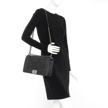 Chanel Denim Quilted New Medium Boy Flap Black 2 of 8