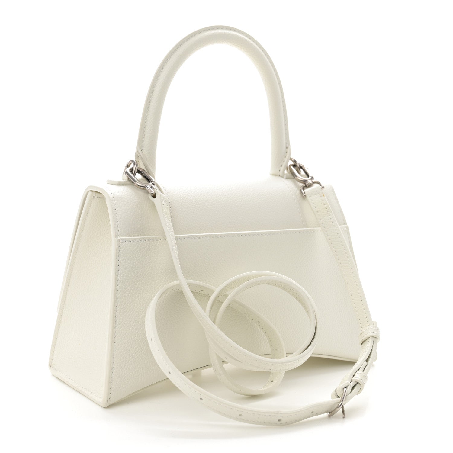 Balenciaga Grained Calfskin Small Hourglass Top Handle Bag White 3 of 10