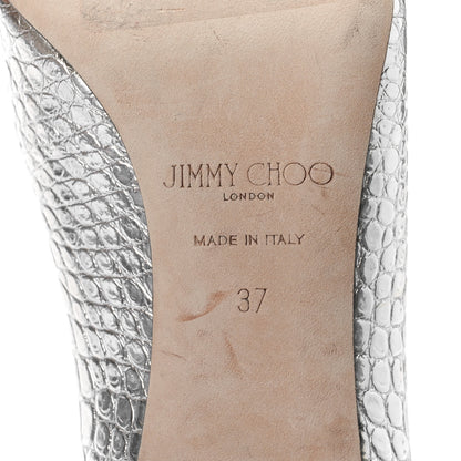 Jimmy Choo Crocodile Embossed Calfskin Love 65 Pump 37 Silver 9 of 10