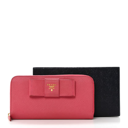 Prada Saffiano Fiocco Bow Zip Around Wallet Peonia 13 of 13