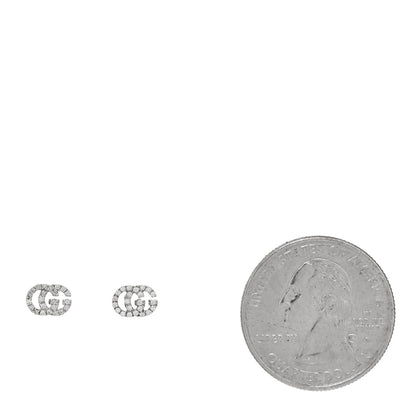 Gucci 18K White Gold Diamond Mini Running G Earrings 2 of 5