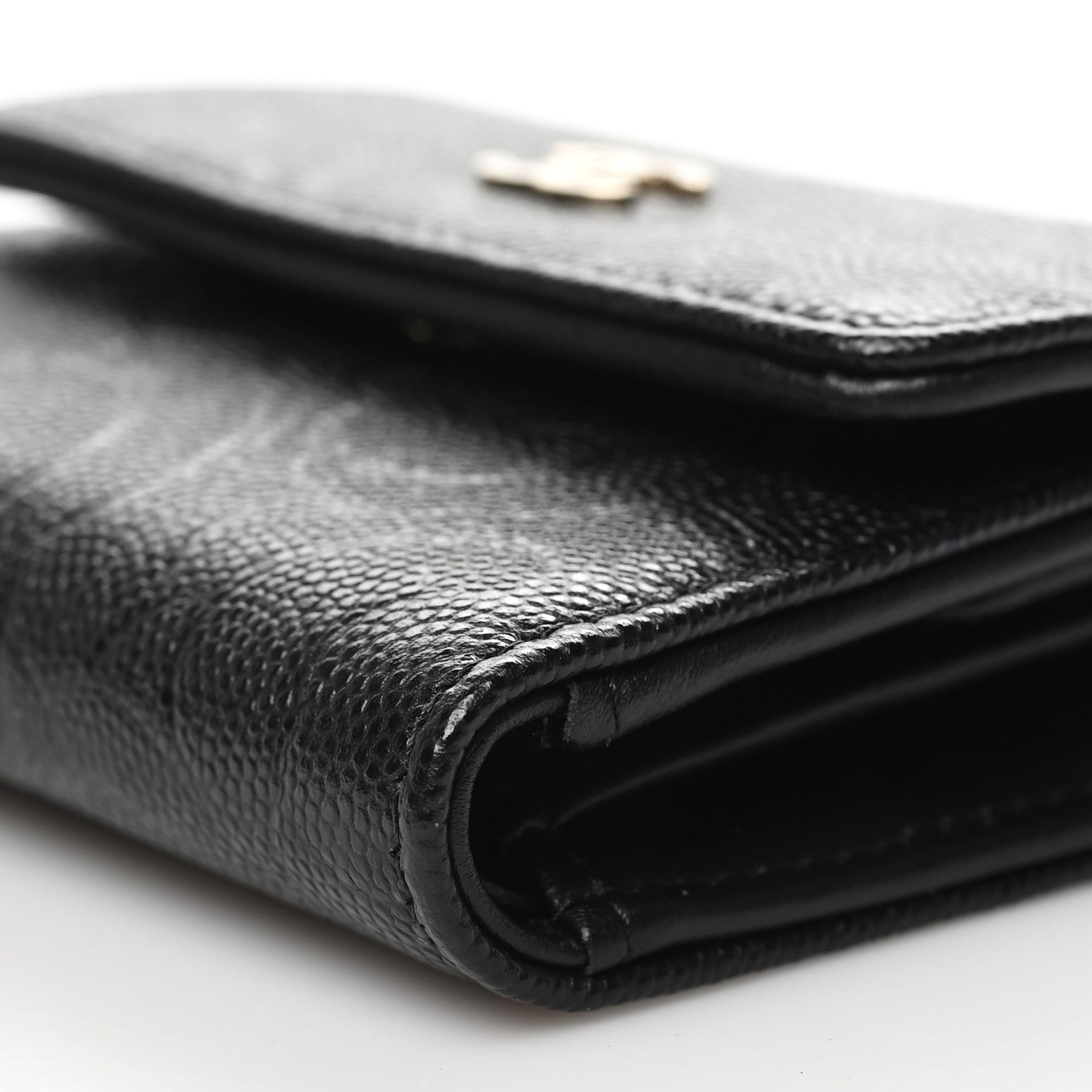 Chanel Caviar Camellia Embossed Compact Wallet Black 11 of 11