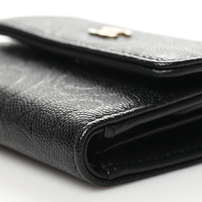 Chanel Caviar Camellia Embossed Compact Wallet Black 11 of 11