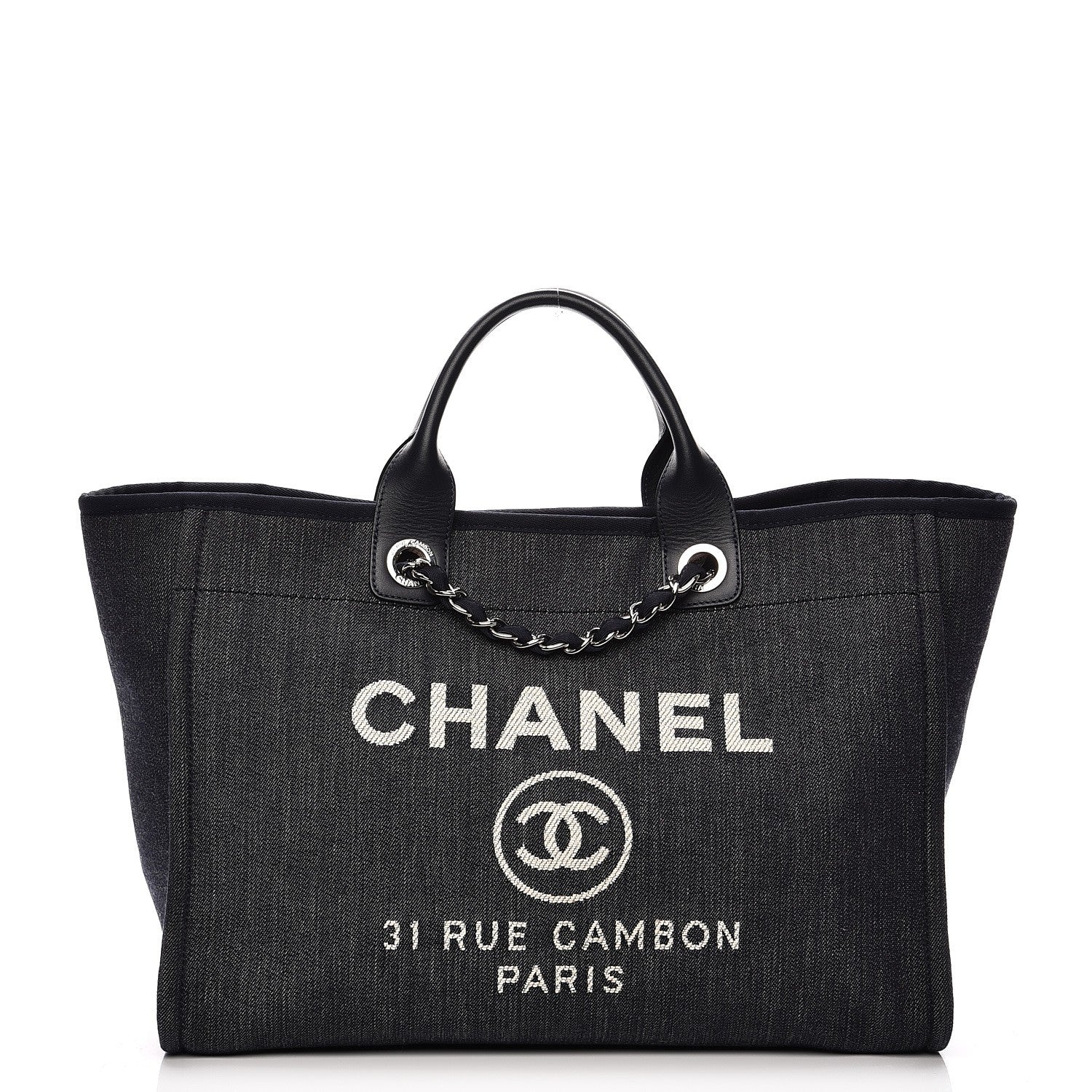 Chanel Canvas Large Deauville Tote Dark Blue 1 of 7