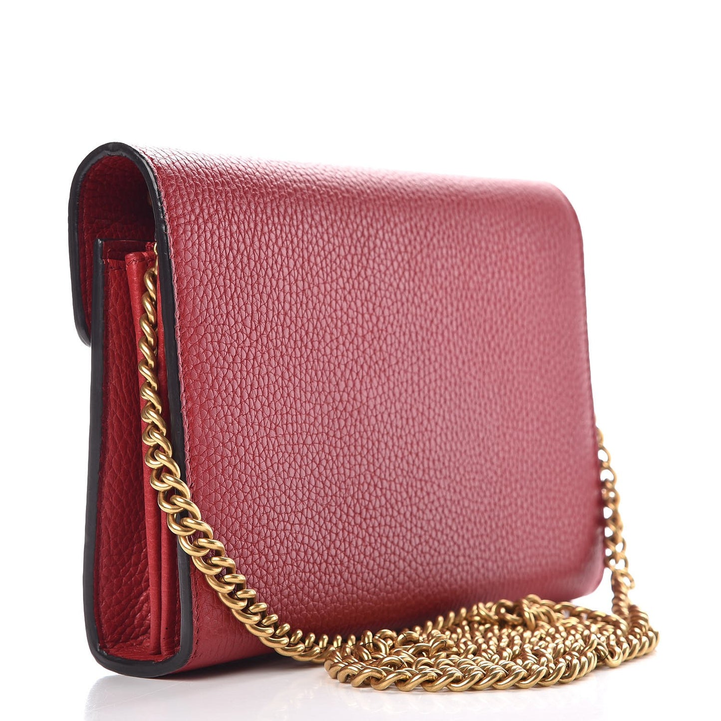 Calfskin GG Marmont Chain Wallet Vulcanic Red