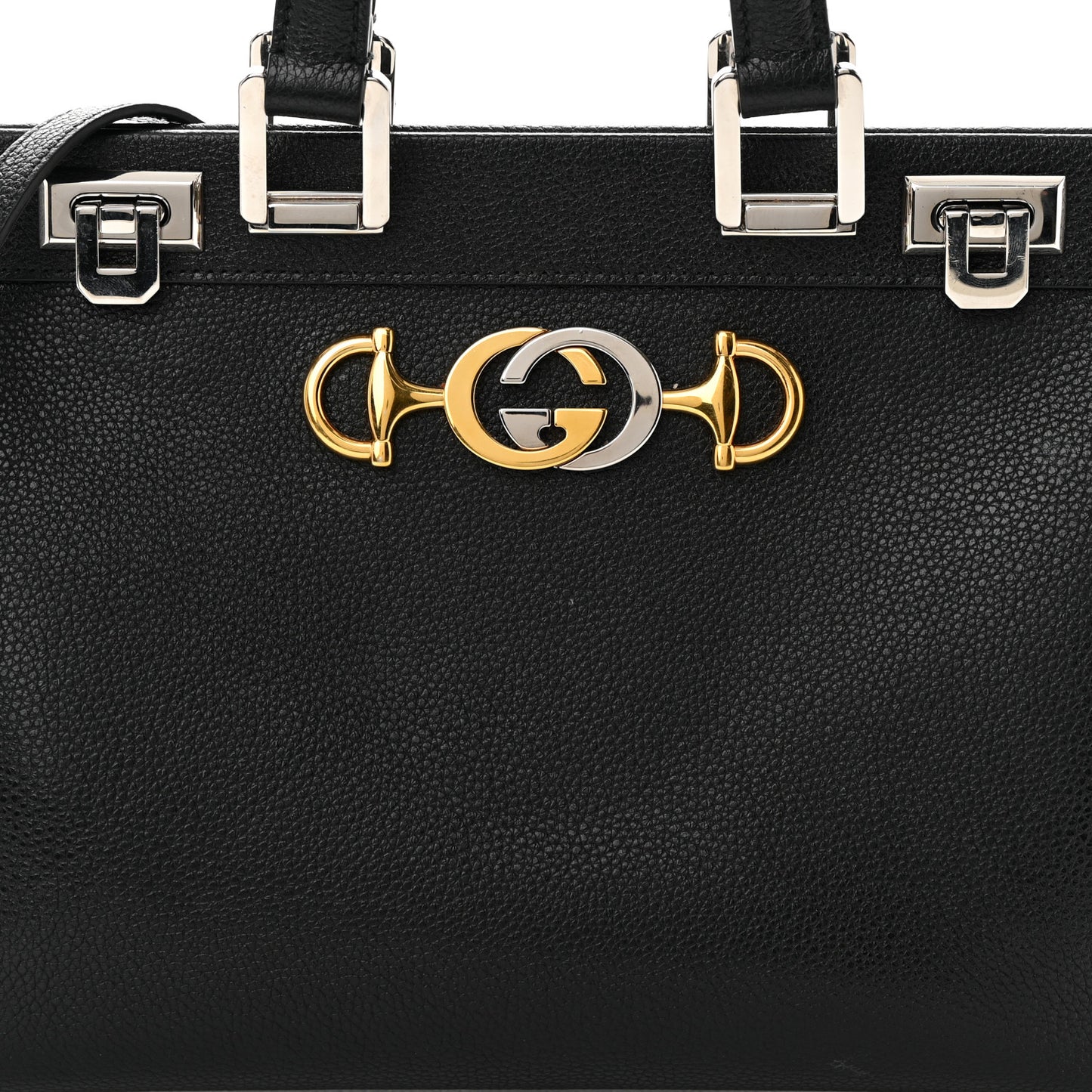 Grainy Calfskin Small Zumi Top Handle Bag Black