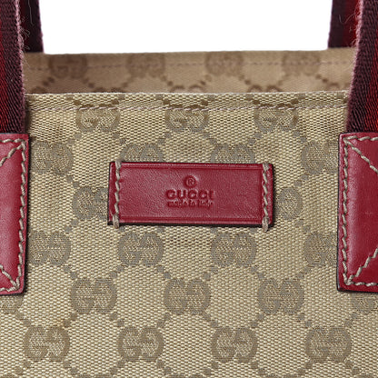 Gucci GG Monogram Medium Web Handle Bucket Tote Red White 8 of 11