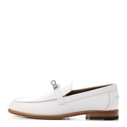 Hermes Calfskin Womens Destin Loafer 37 White 1 of 8