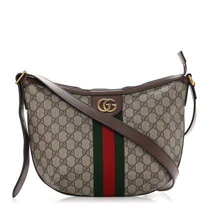 Gucci GG Supreme Monogram Web Small Ophidia Half Moon Hobo Brown 1 of 10