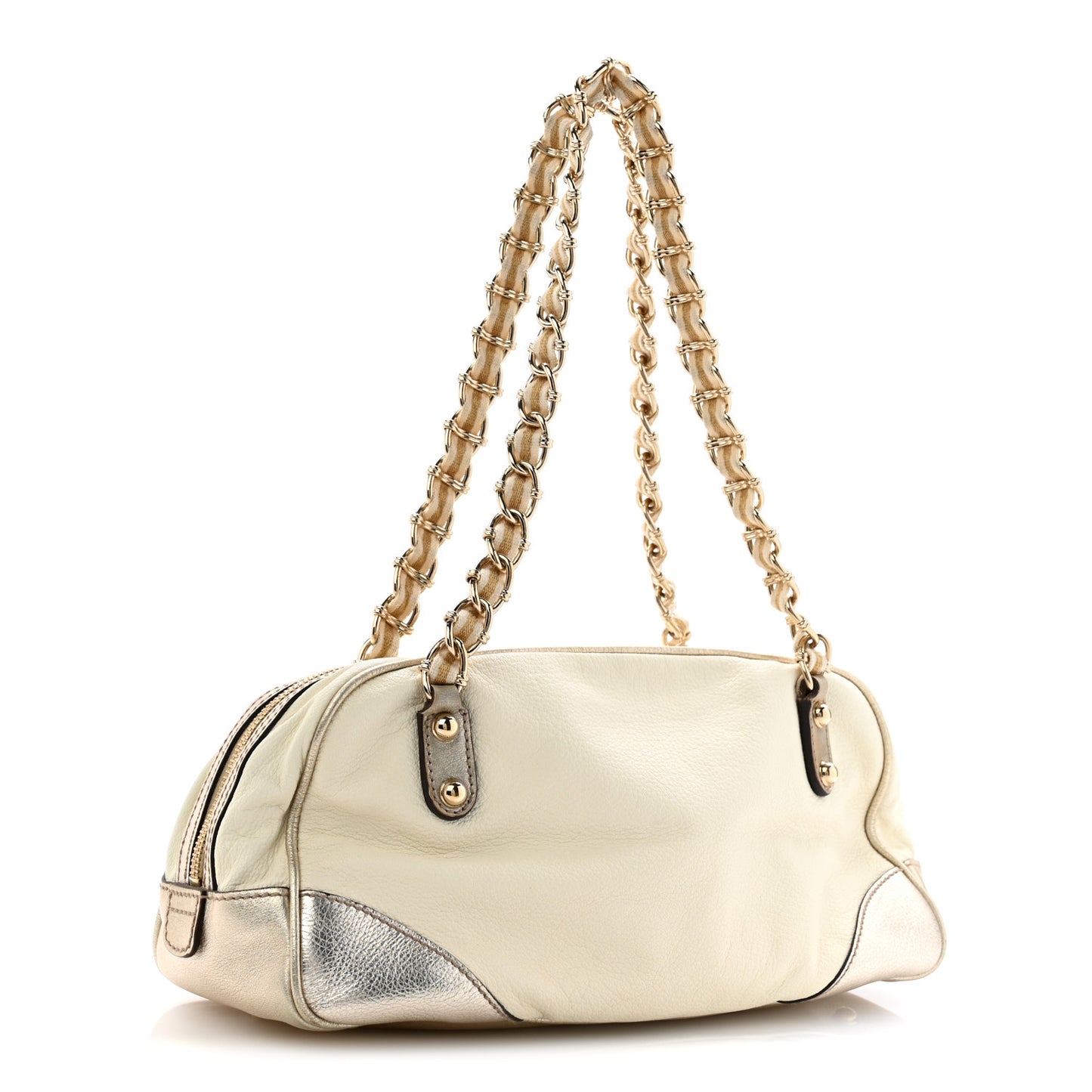 Goatskin Small Capri Bowler White Gold
