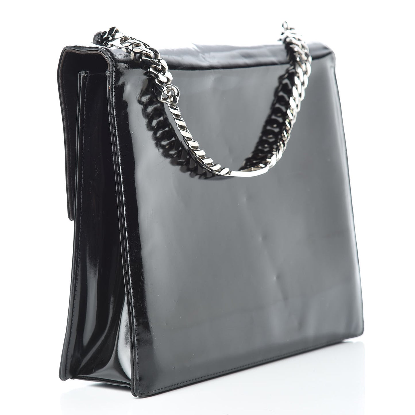 Vinyl CC Flap Bag Black