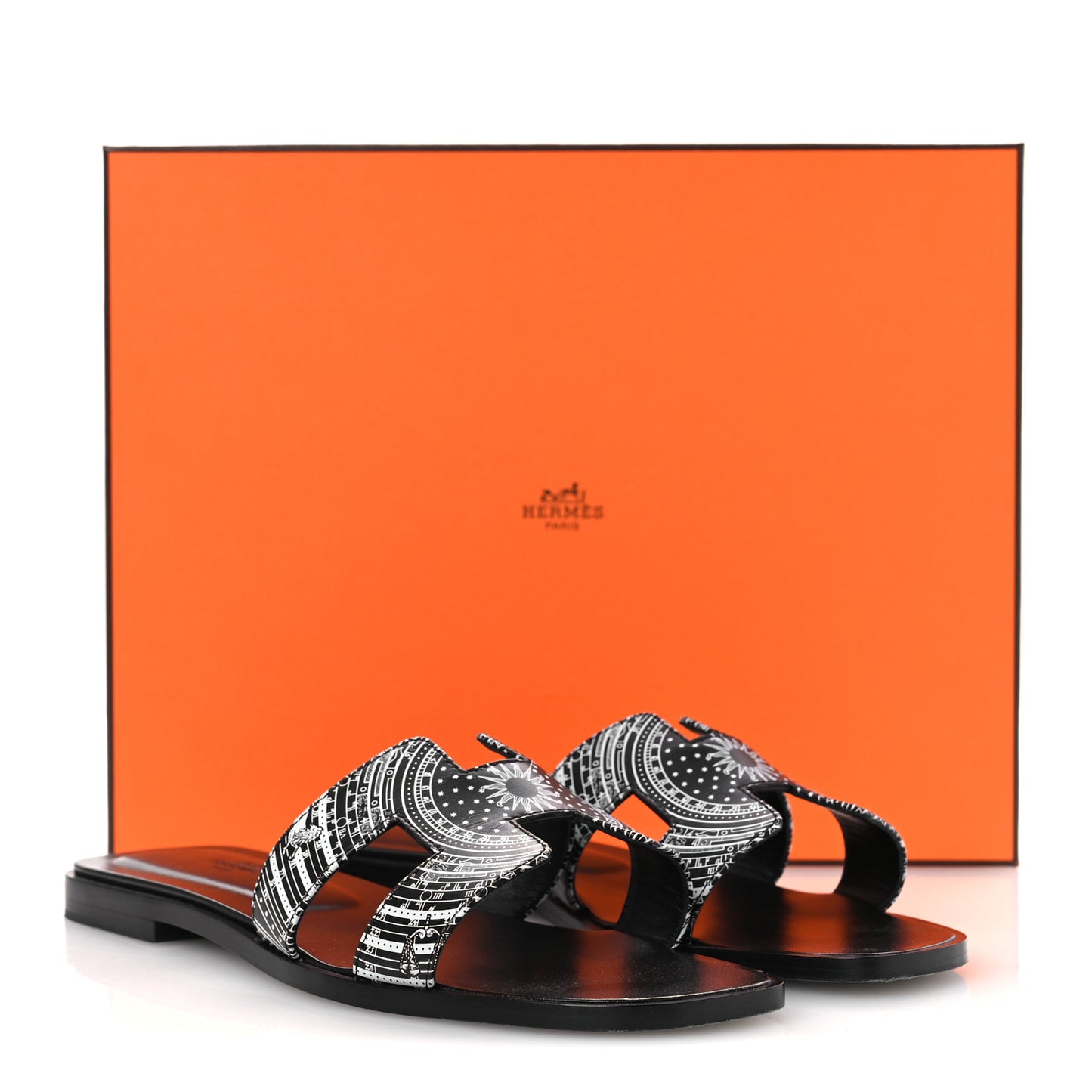 Calfskin Astrologie Bandana Oran Sandals 38 Black White