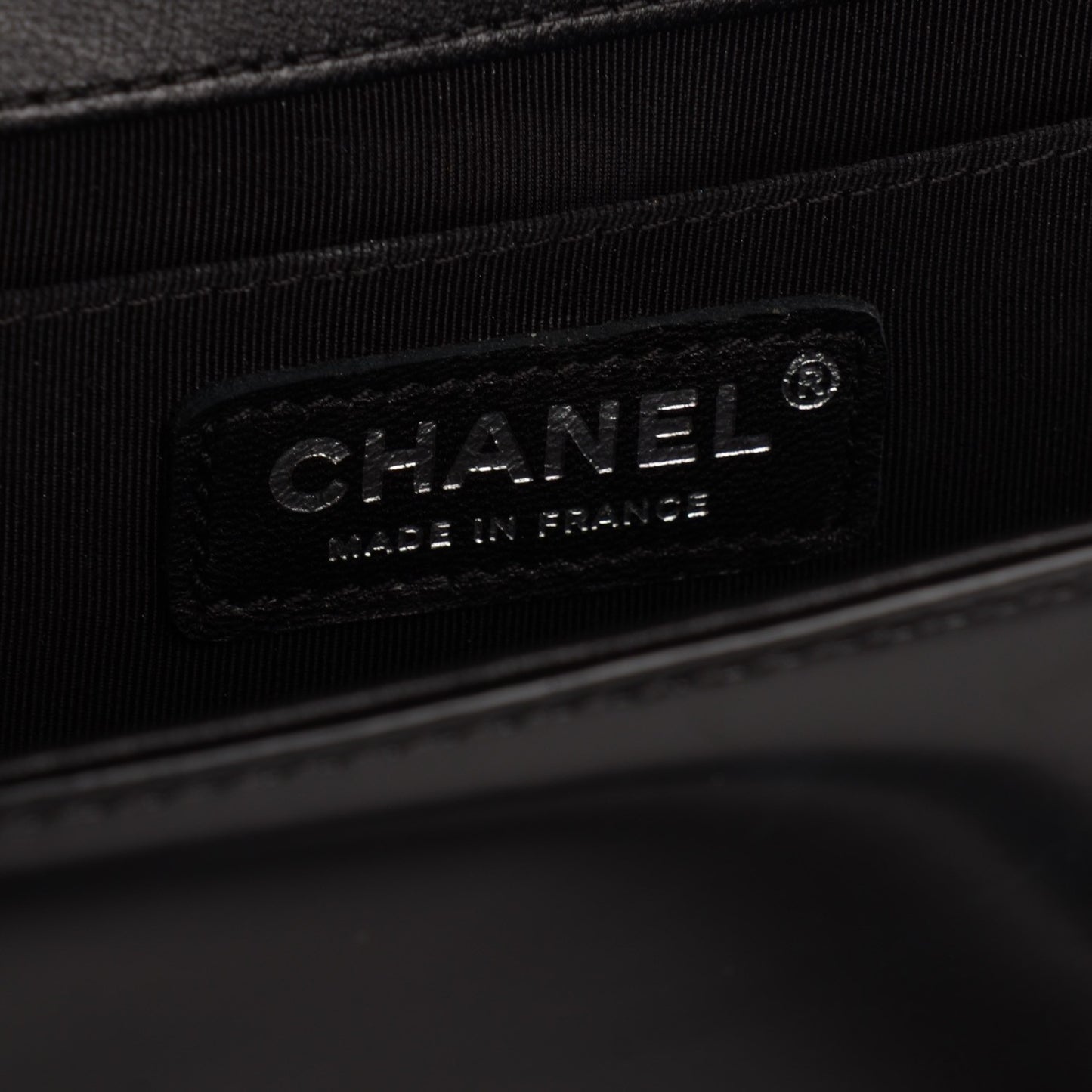 Glazed Calfskin Medium Boy Flap Black